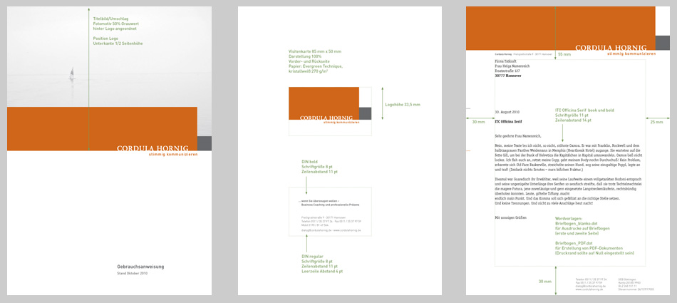 Geschäftsausstattung, Corporate Identity, Cordula Hornig, 2011
