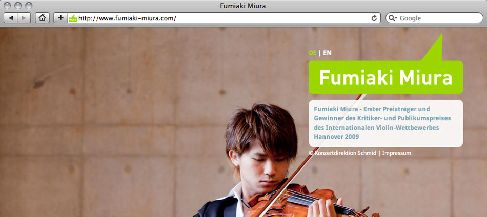 Design, Website "Fumiaki Miura", 2011