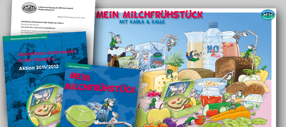Materialiengestaltung, Aktion "Gemeinsam schmausen in den Pausen", Landesvereinigung der Milchwirtschaft Niedersachsen e.V., 2011