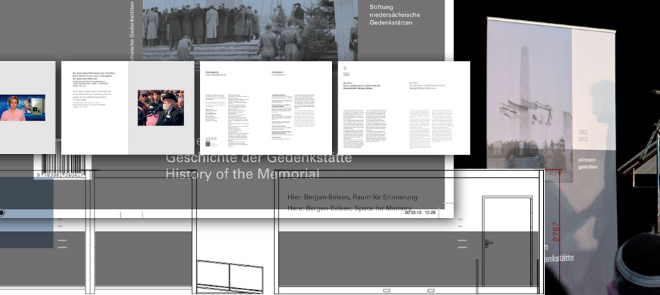 Gestaltung, "60 Jahre Gedenkstätte Bergen-Belsen", Stiftung niedersächsische Gedenkstätten, 2013