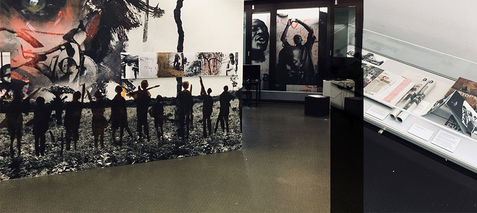 Ausstellungsgestaltung, Ausstellung "Kriegspassage 1", Wolf Böwig, Black.Light Project, 38. Poetenfest in Erlangen, 2018