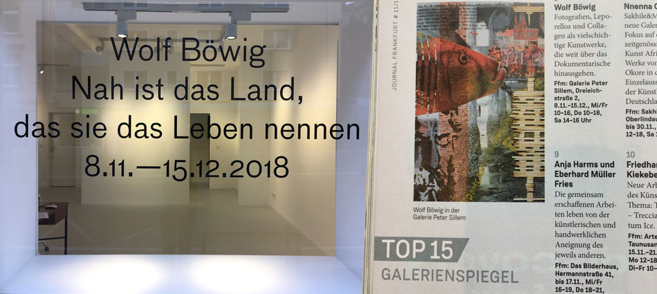 Ausstellung, Wolf Böwig, Galerie Peter Sillem, Frankfurt am Main, 2018
