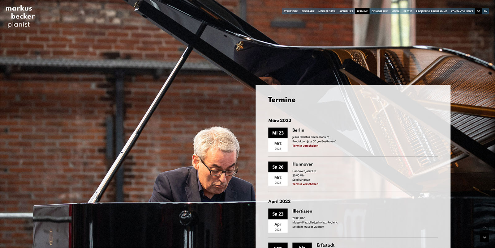 Website, Markus Becker – Pianist, Hannover